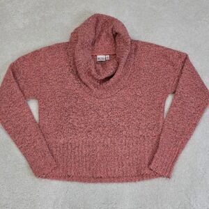 Mudd Womens Sweater‎ XL Coral Textured Cowl Neck Long Sleeve Crop Length
